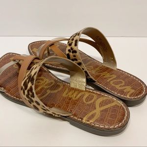 sam edelman gael leather & leopard print calf hair sandals